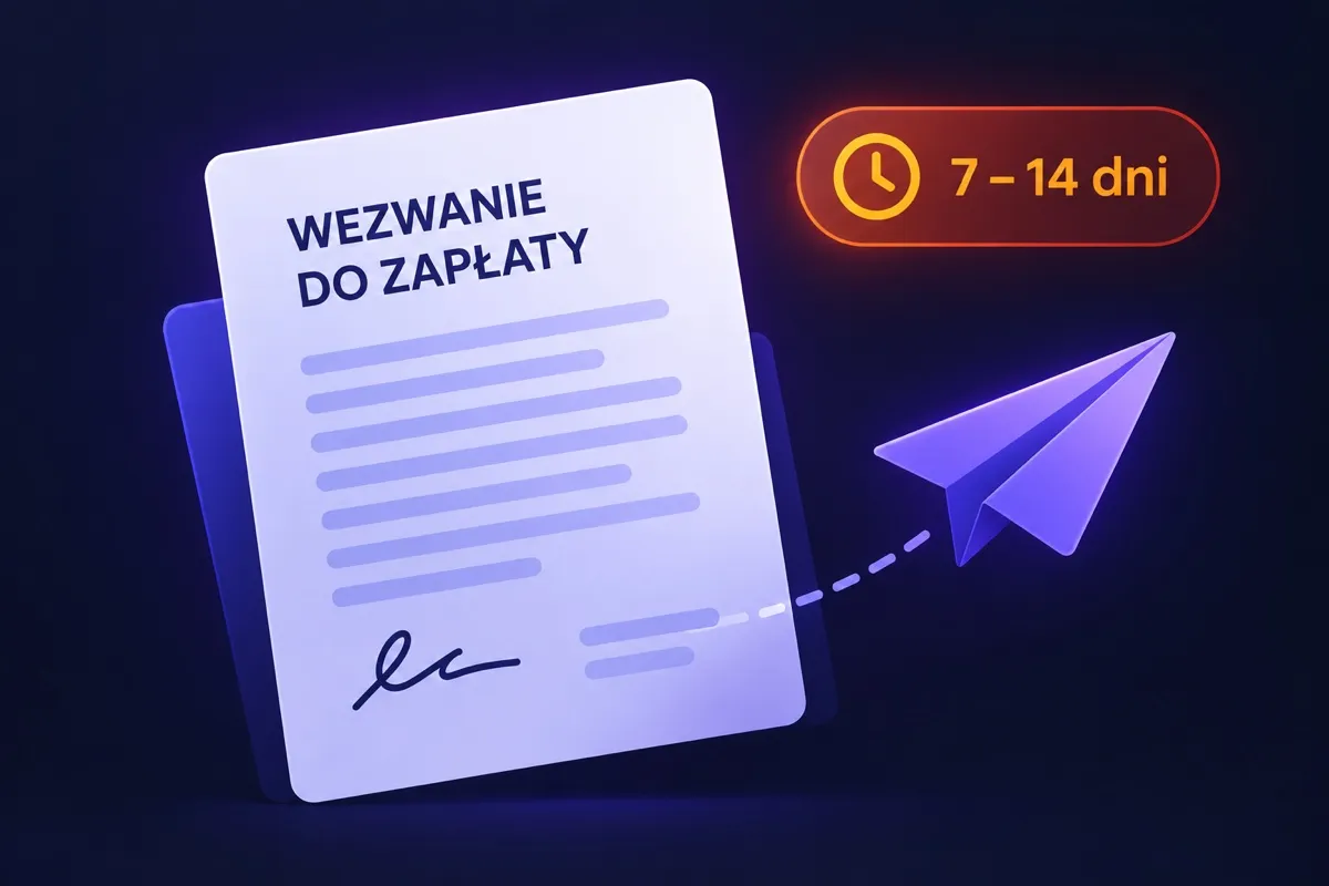 Podpisane wezwanie do zapłaty w drodze do sklepu, z terminem 7 do 14 dni